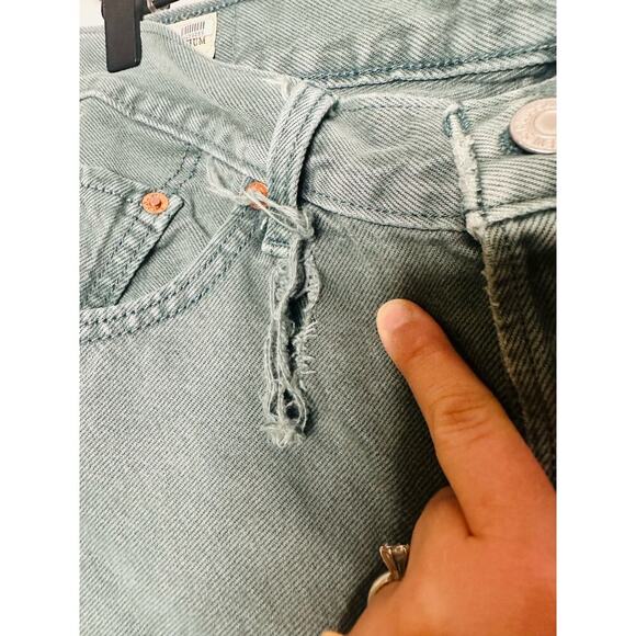 Levi's Premium 501 Original Green Misty Silver Pine Cropped Jeans Size W31 L26 - Picture 11 of 16
